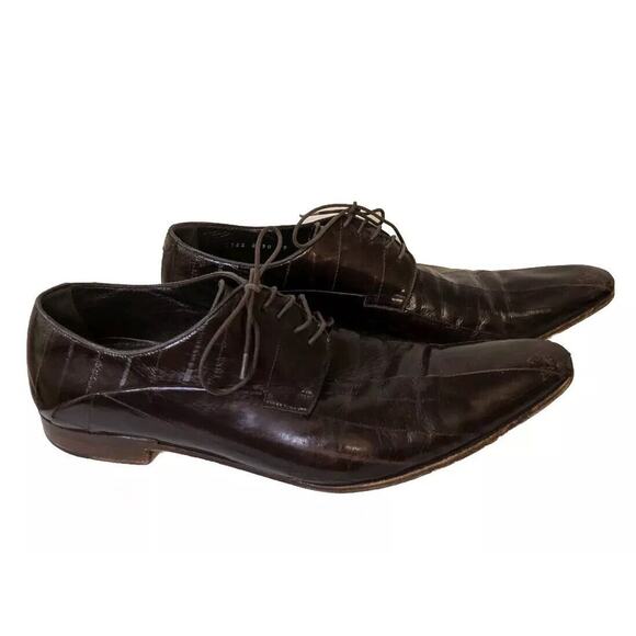 Dolce & Gabbana Italy Oxford Men's Shoes Brown Leather Pointed Toe Size 9
